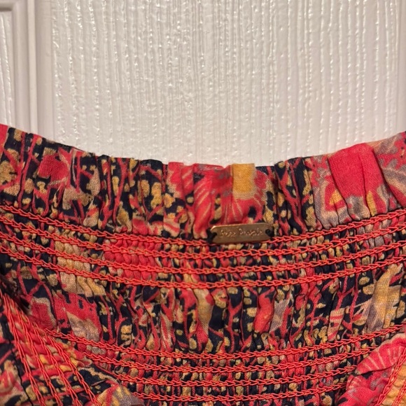 Free People Brown and Orange Smocked Tiered Maxi Dress Size M pre-owned. - Picture 3 of 8
